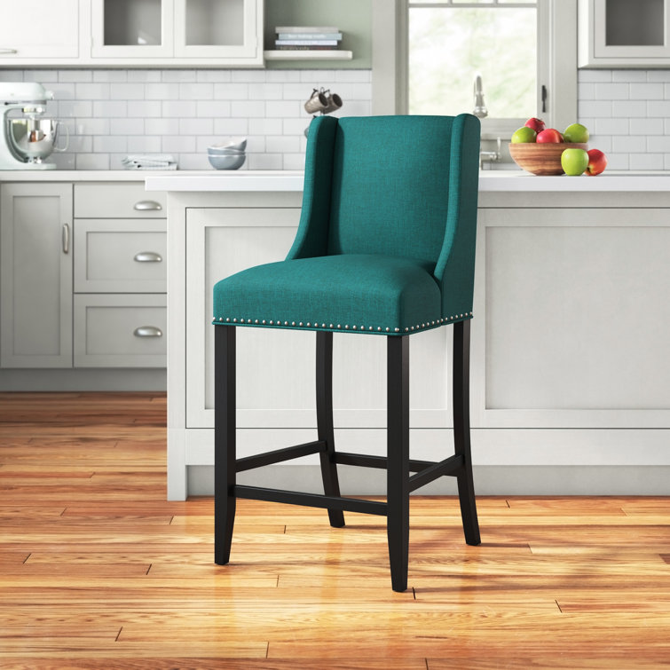 Teal fabric bar stools hot sale